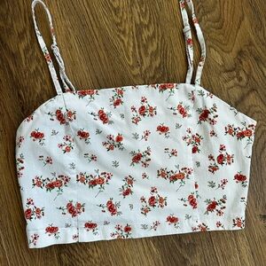Forever 21 White Floral Crop Top